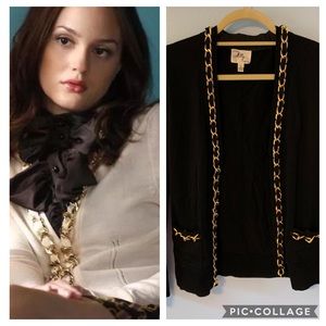 Milly Chain Link Cardigan, Black, ASO Gossip Girl